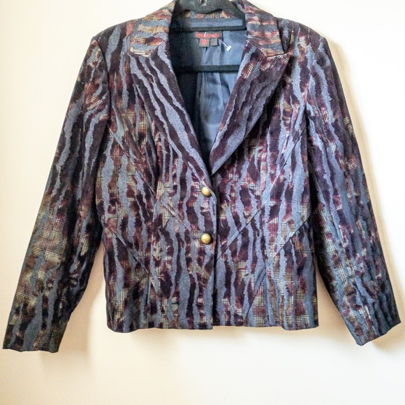 Simon Chang Jackets & Blazers - Simon Chang Denim and Velour Blazer Jacket